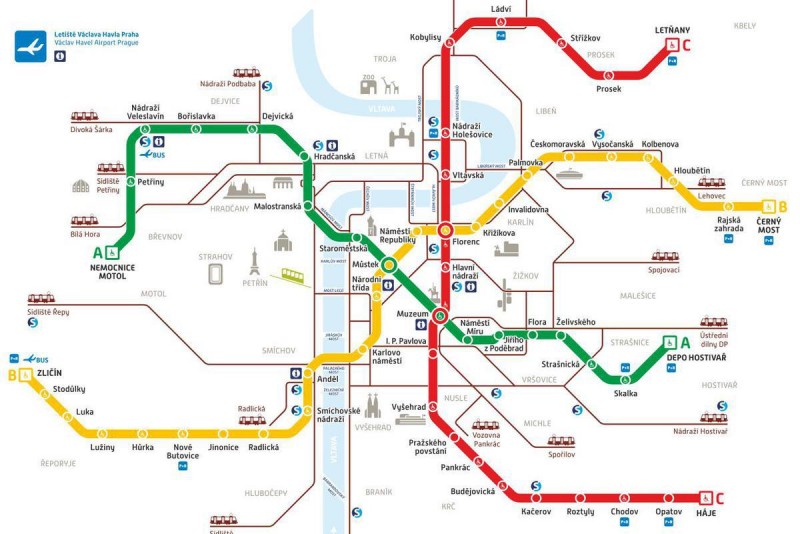 карта метро Праги